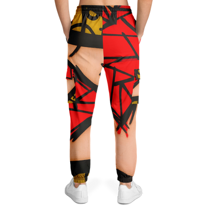 Abstract Red Cargo Sweatpants | HD Print