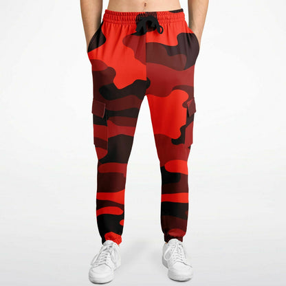 Scarlet Red & Black Camouflage Cargo Sweatpants