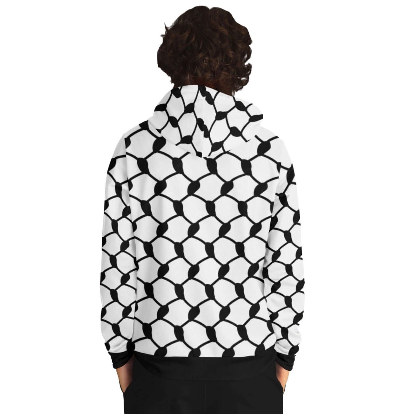 Keffiyeh Hoodie | Unisex | Black & White Large Knots