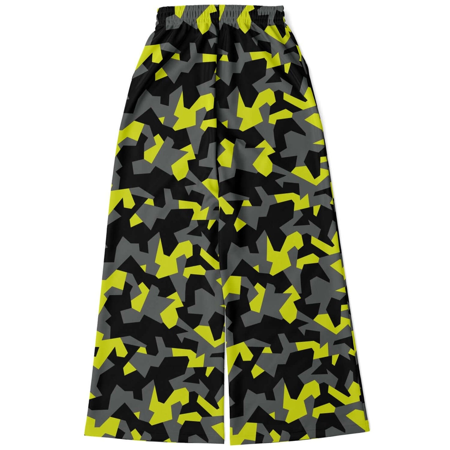 Camo Wide Leg Pants For Women | Geometric Black & Yellow