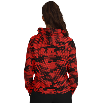 Pixel Camo Hoodie | Red Digital Camouflage Pattern