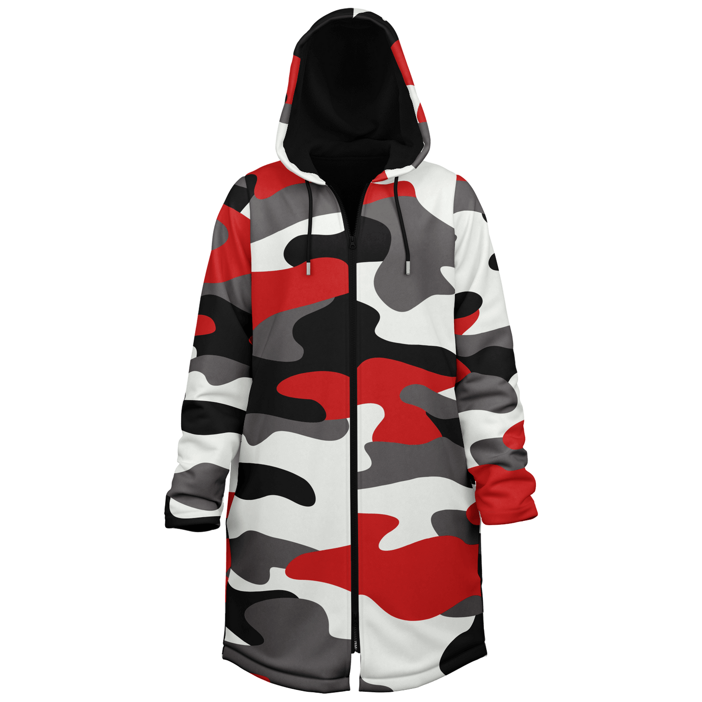 Red Black & White Camo Cloak With a Zipper