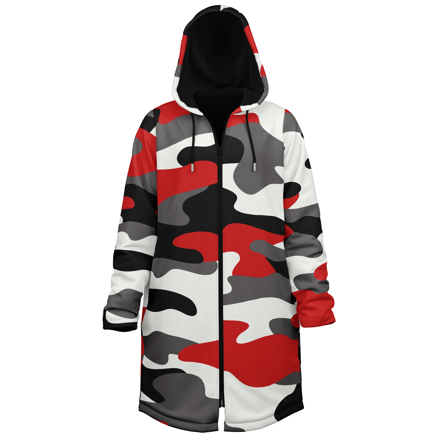 Red Black & White Camo Cloak With a Zipper