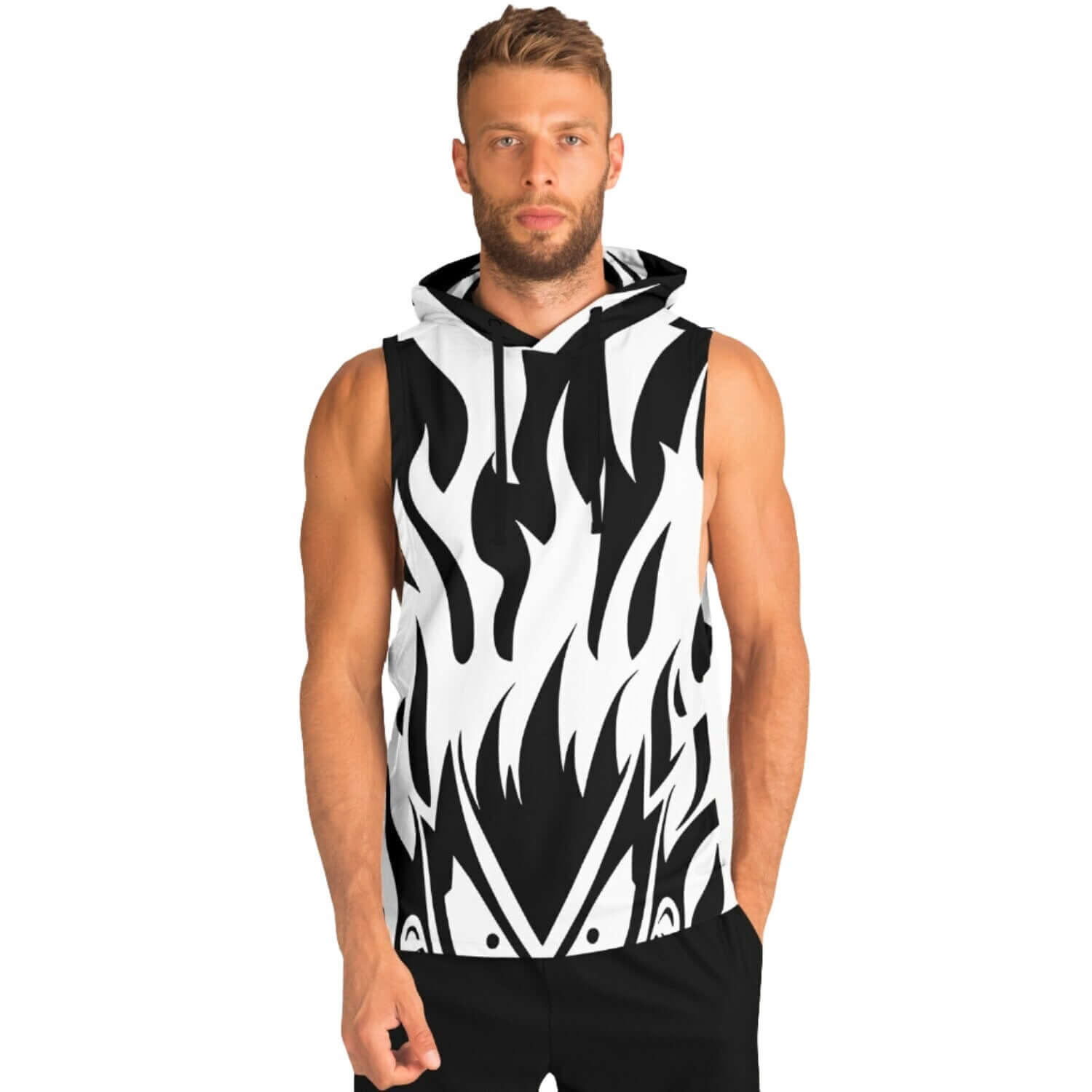 Black & White Dragon Ball Flames | Sleeveless Hoodie