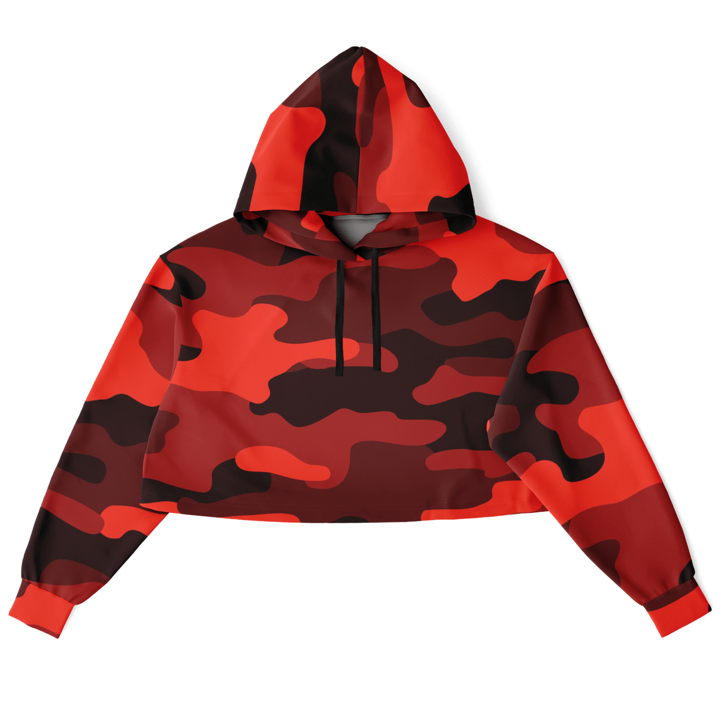 Red Camo Cropped Hoodie For Women