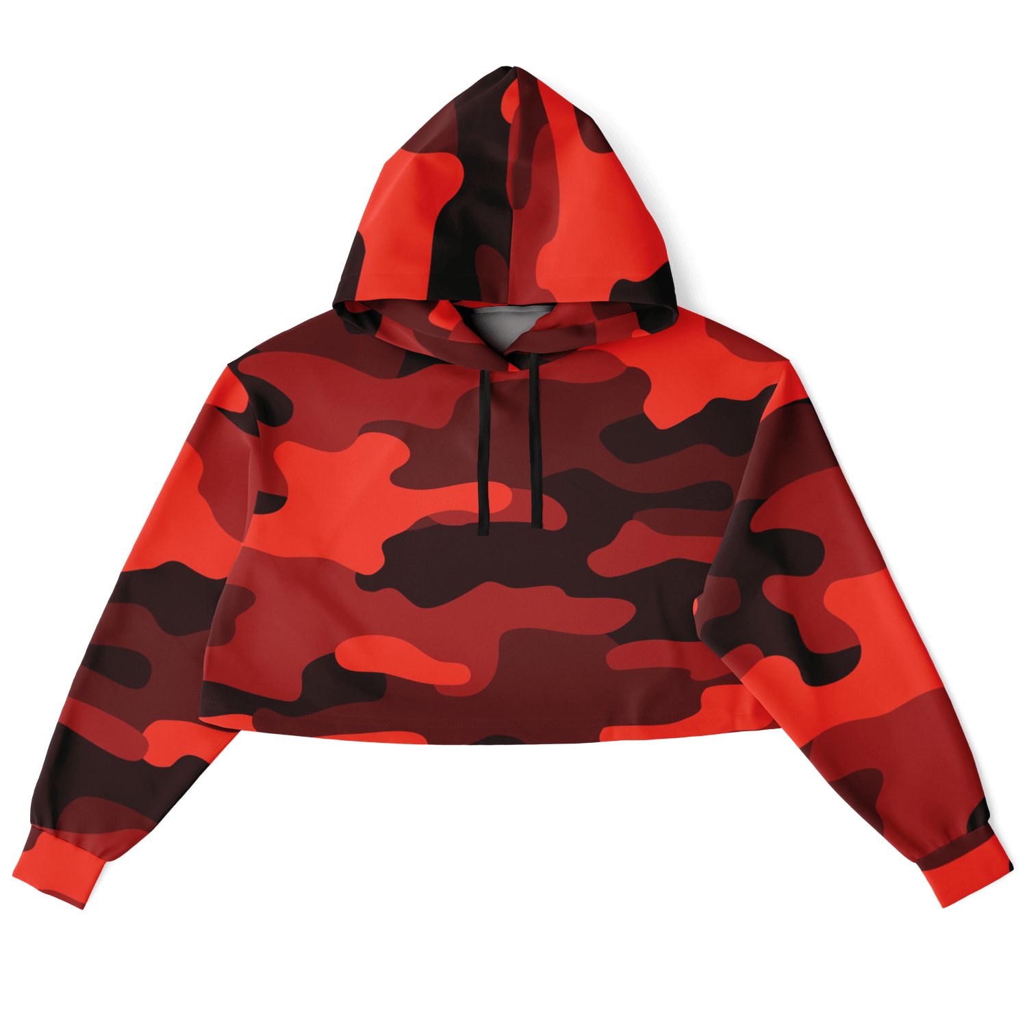 Red Camo Cropped Hoodie For Women