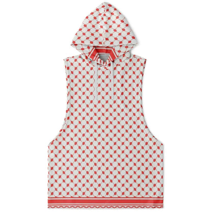 Red Keffiyeh | Sleeveless Hoodie For Men