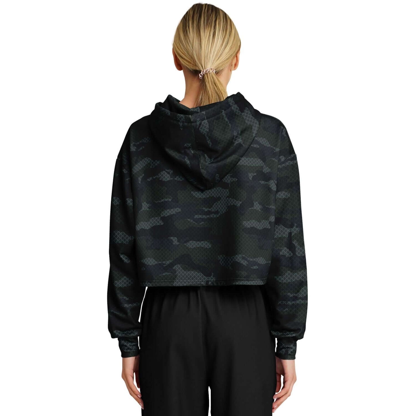 Dark Green Camo Cropped Hoodie