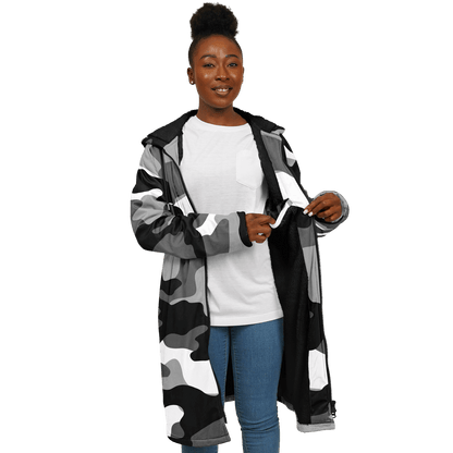 Gray Black & White Camo Cloak With a Zipper