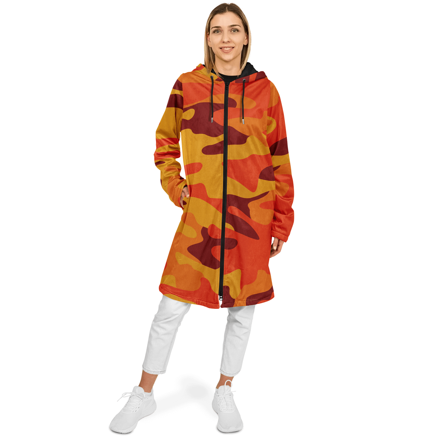 Orange & red Camo Cloak With a Zipper