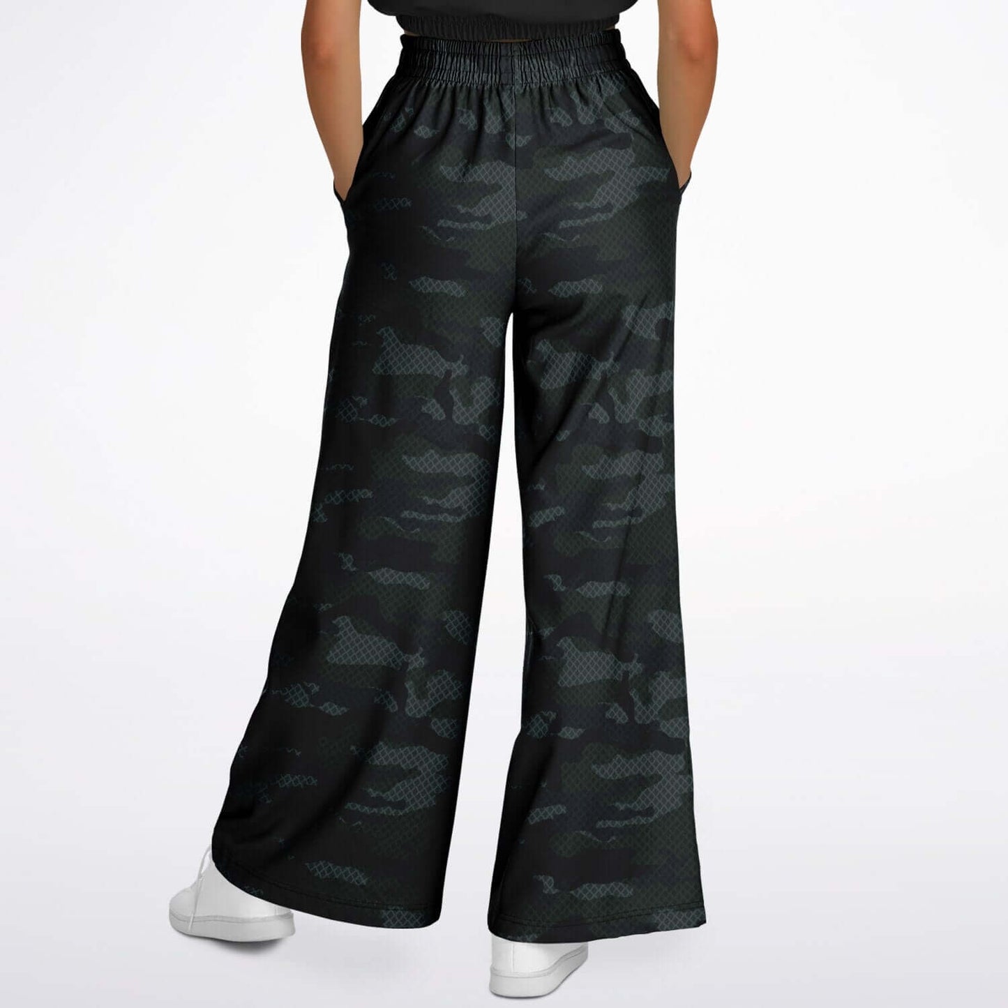 Women's Wide Leg Pants | Military Dark Green Camo