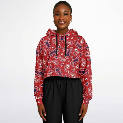 Red Paisley Bandana Cropped Hoodie