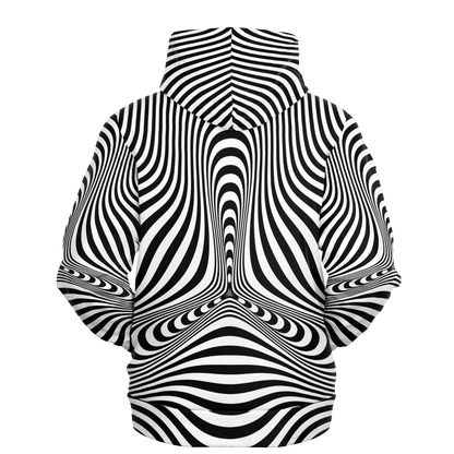 Psychedelic Hoodie | Hypnotic Pattern With Black & White Striped