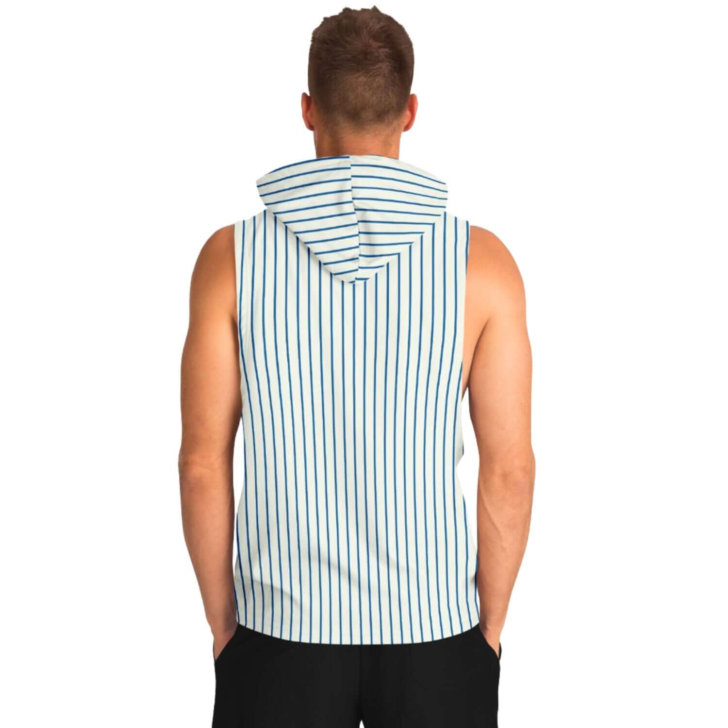 Sleeveless Hoodie For Men | Thin Blue Lines | White HD