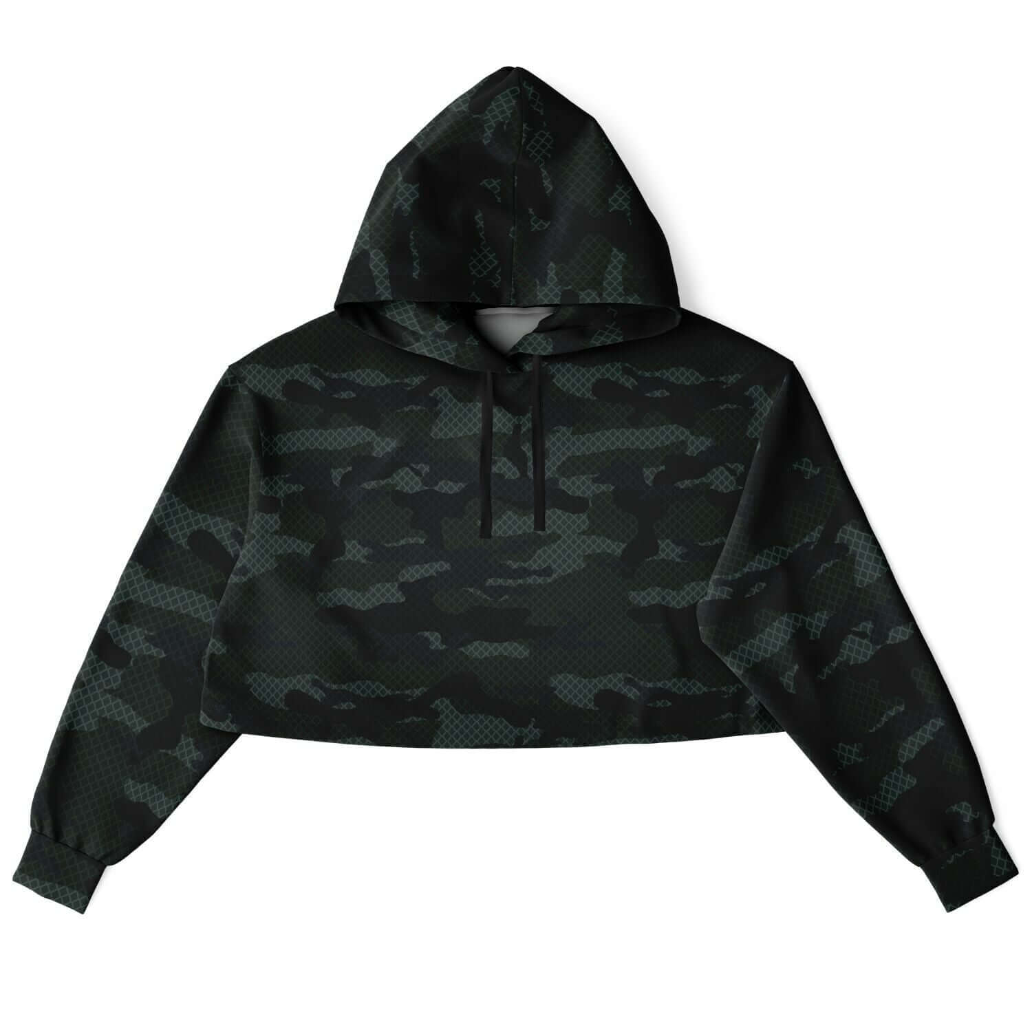 Dark Green Camo Cropped Hoodie