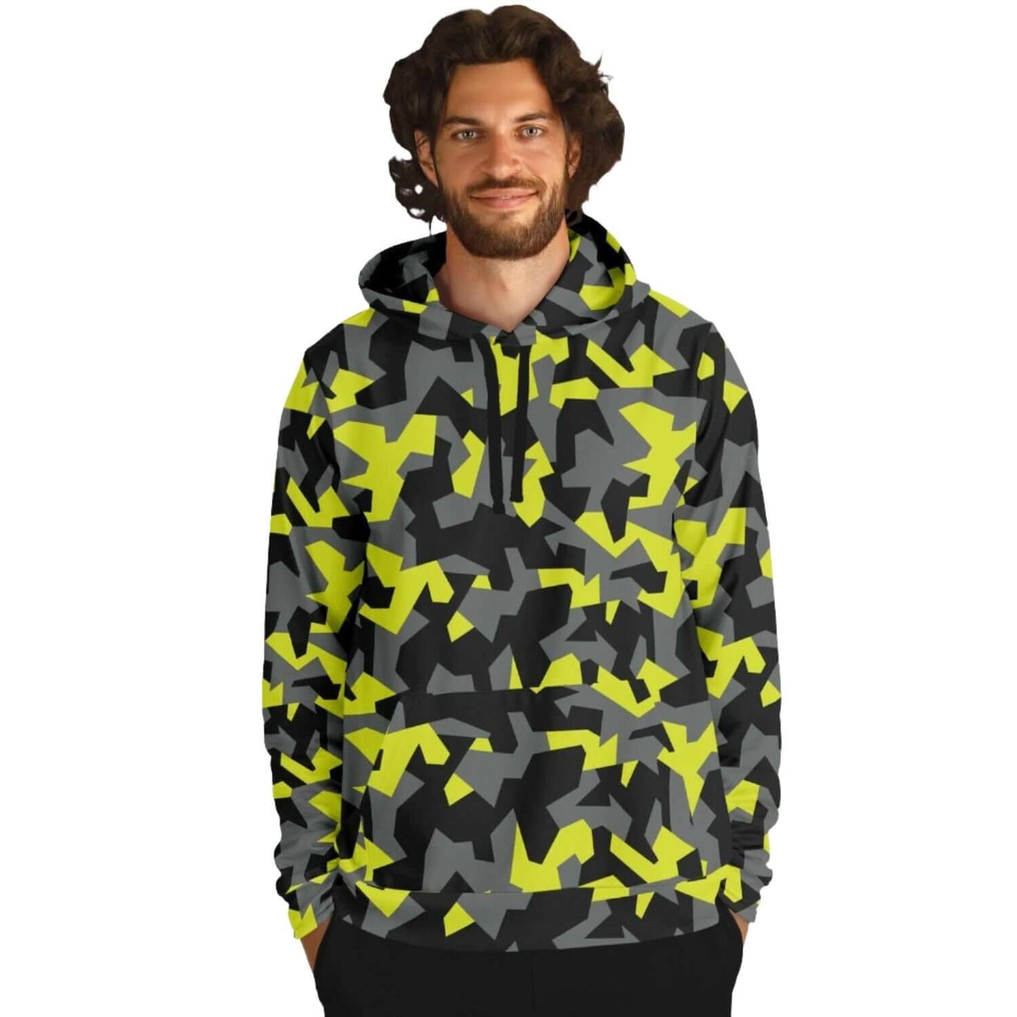 Geometric Camo Hoodie | Black & Yellow