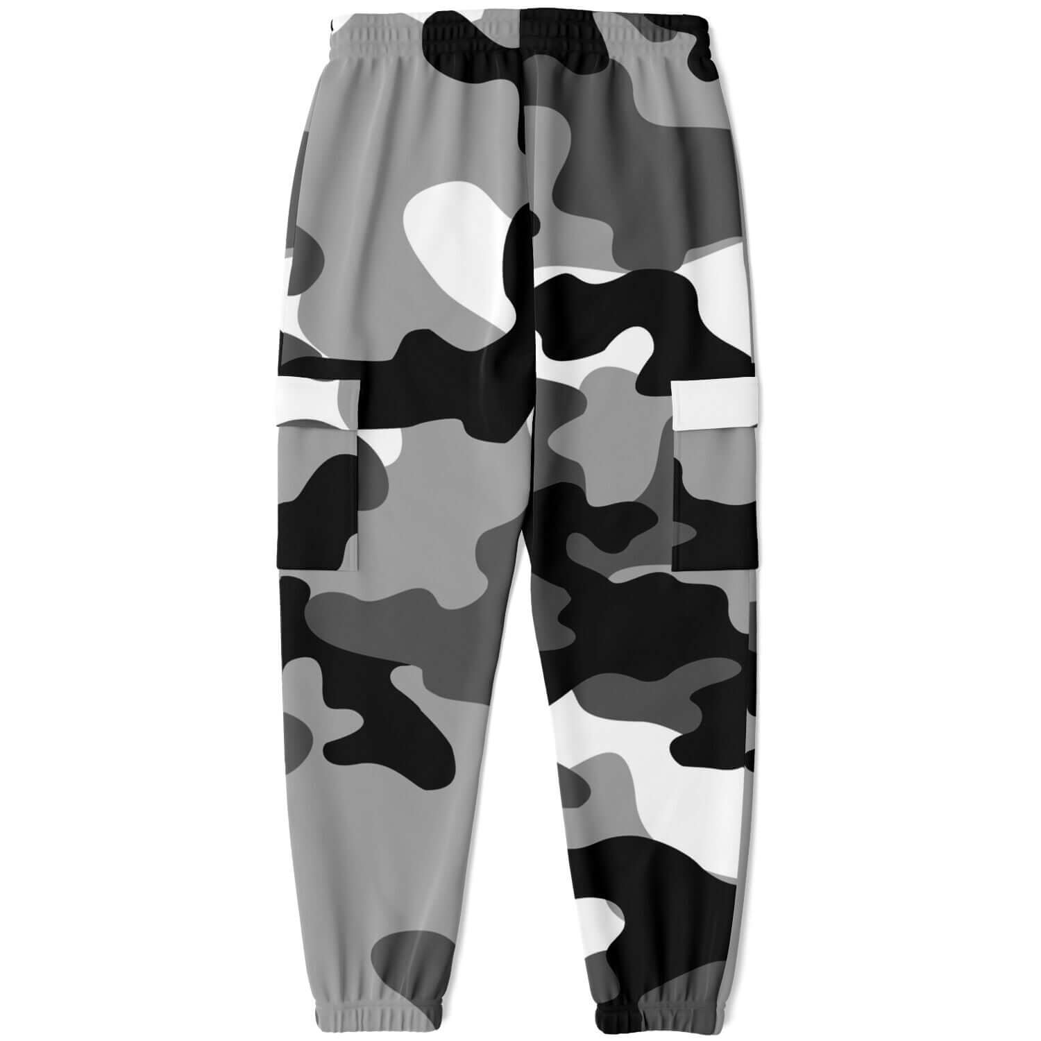 Black Gray & White Camouflage Cargo Sweatpants