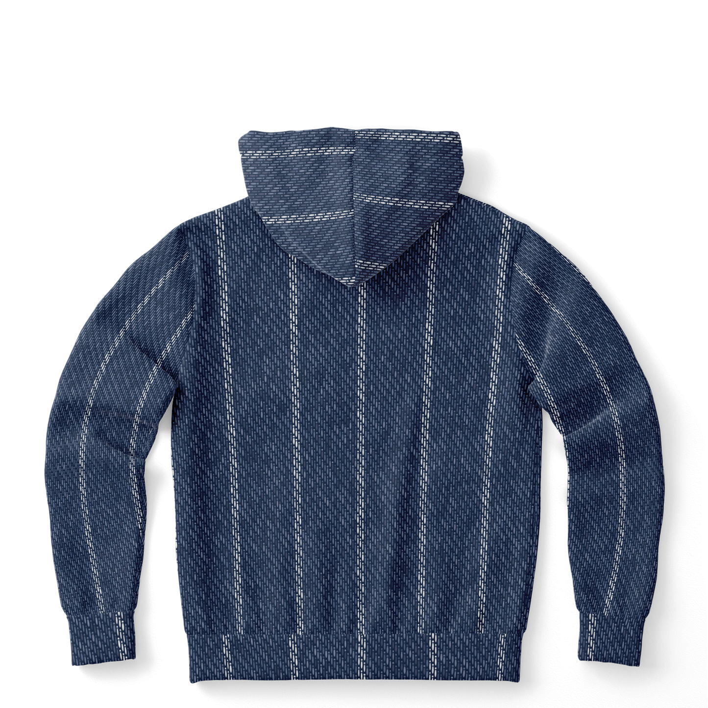 Denim Hoodie | Indigo Blue | Pinstriped Fabric Texture