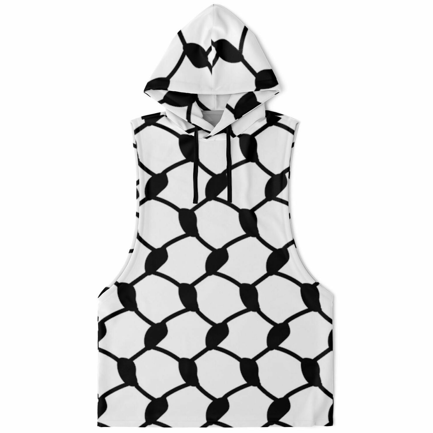 Keffiyeh Sleeveless Hoodie For Men | Black / White HD