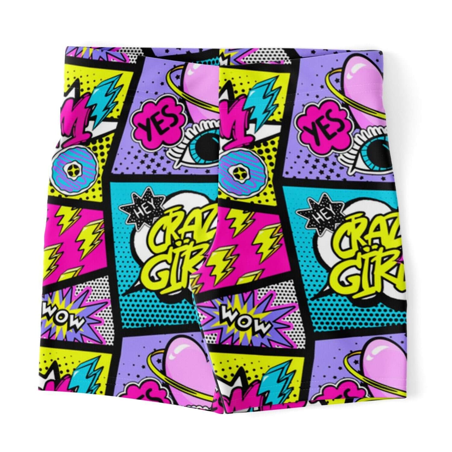 Short Leggings | Pink Blue Yellow Pop Art