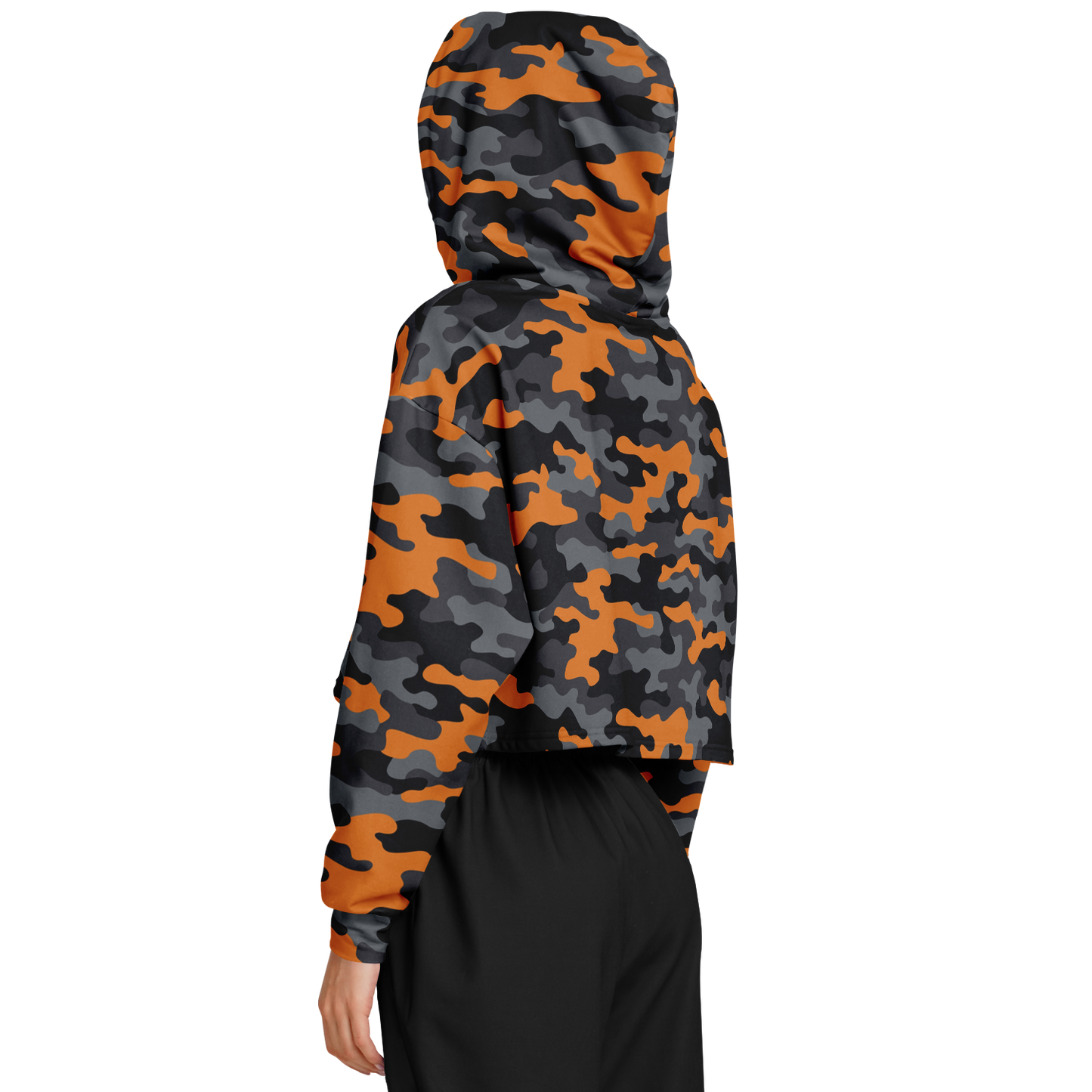 Cropped Hoodie | Military Orange, Gray & Black