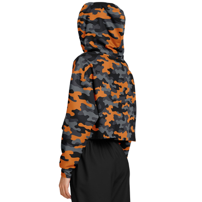 Cropped Hoodie | Military Orange, Gray & Black