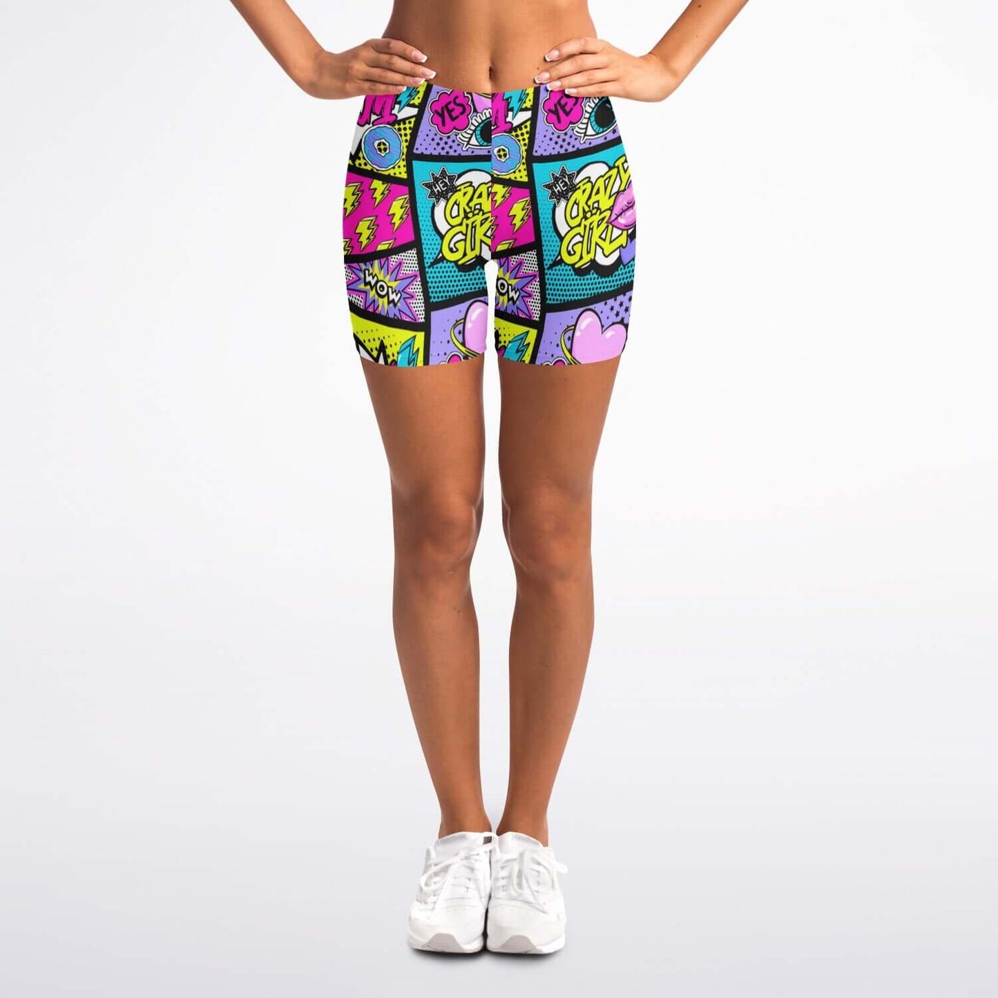 Short Leggings | Pink Blue Yellow Pop Art