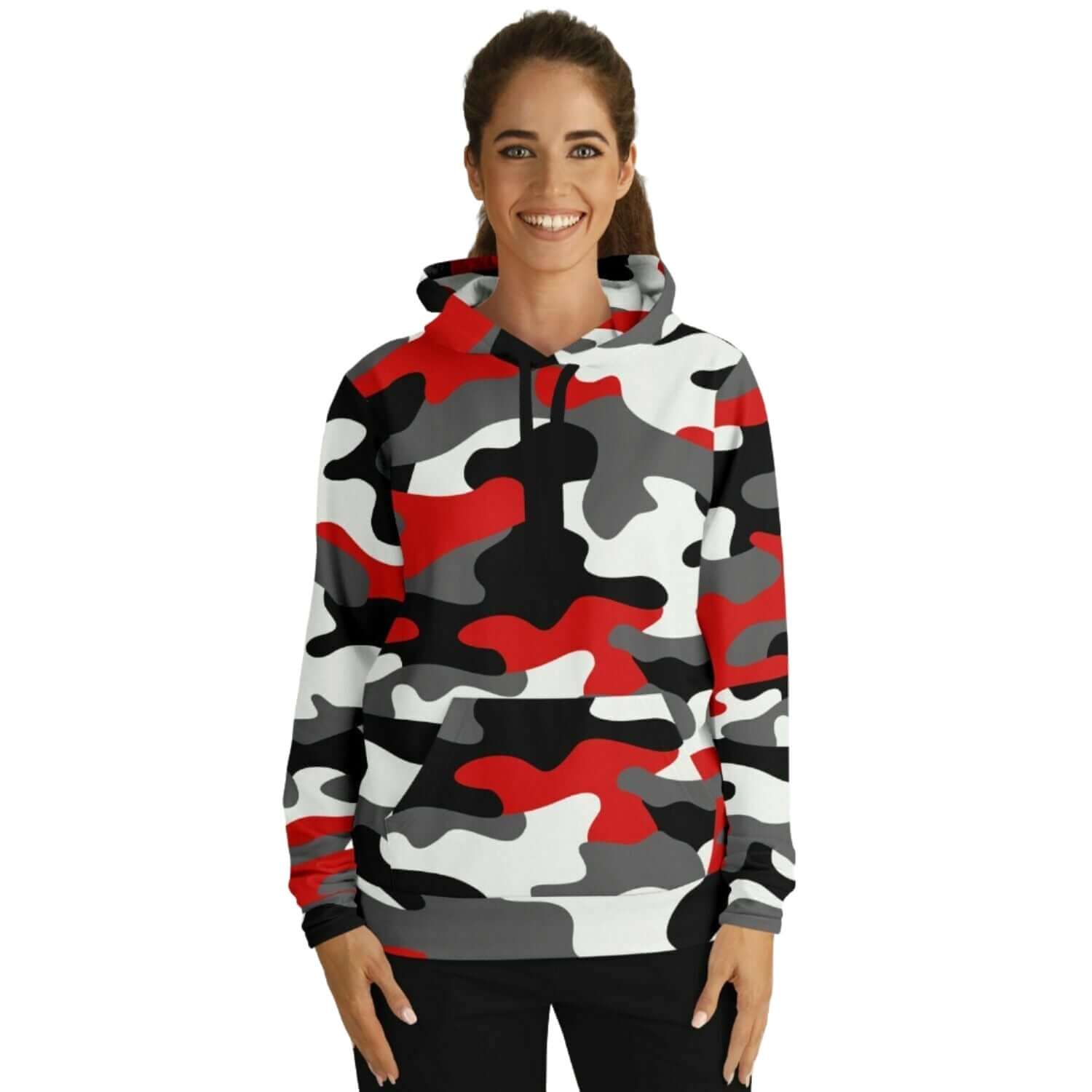 Milano Red Black & White Camouflage Hoodie | Unisex