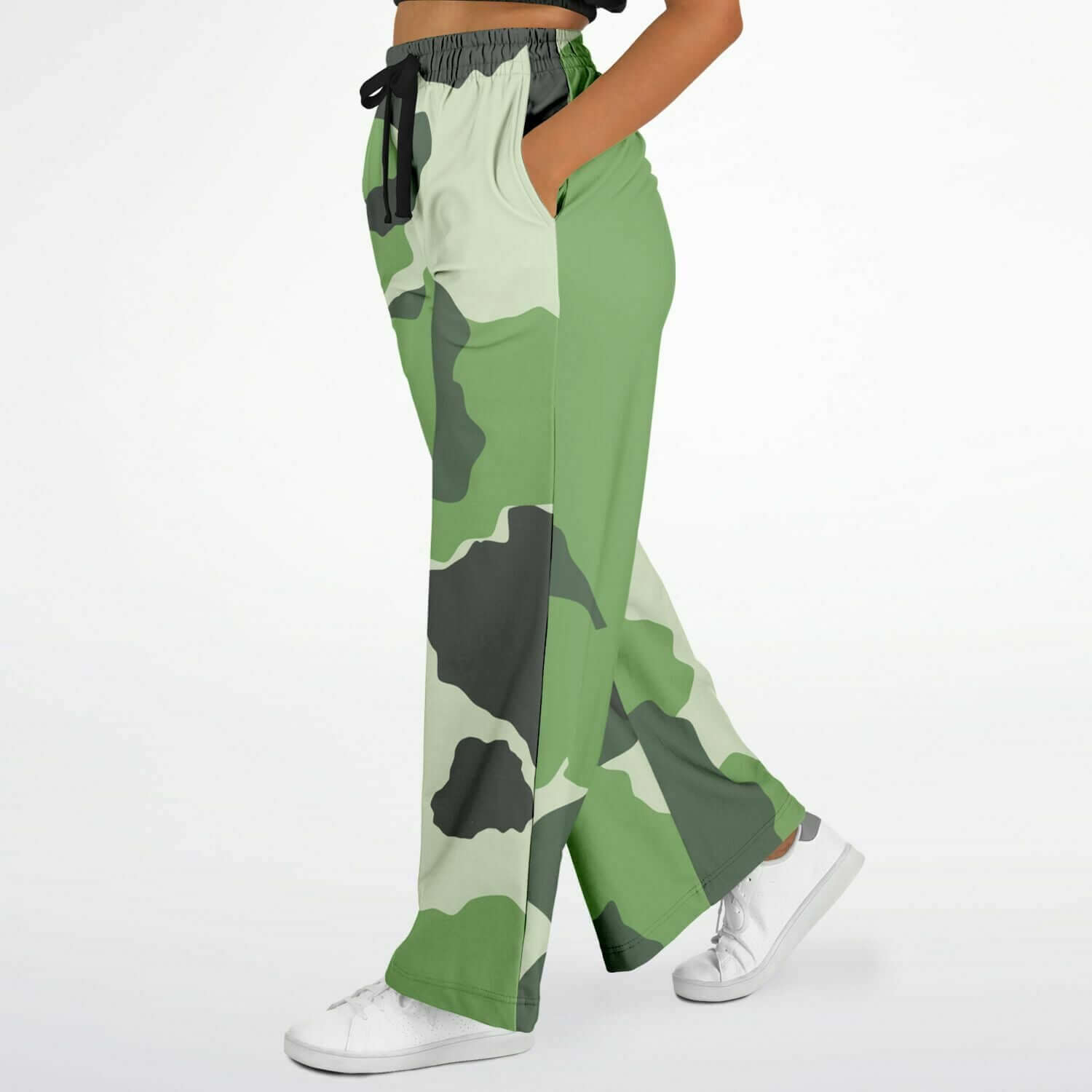 Women's Wide Leg Pants | Commando Green HD Print