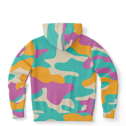 Yellow Orange & Deep Blush Camouflage Hoodie | Unisex