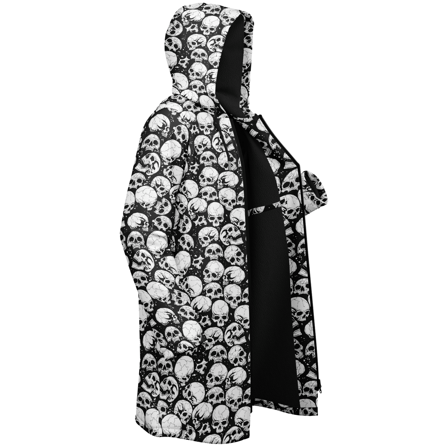 Skulls Zipper Cloak | Black & White