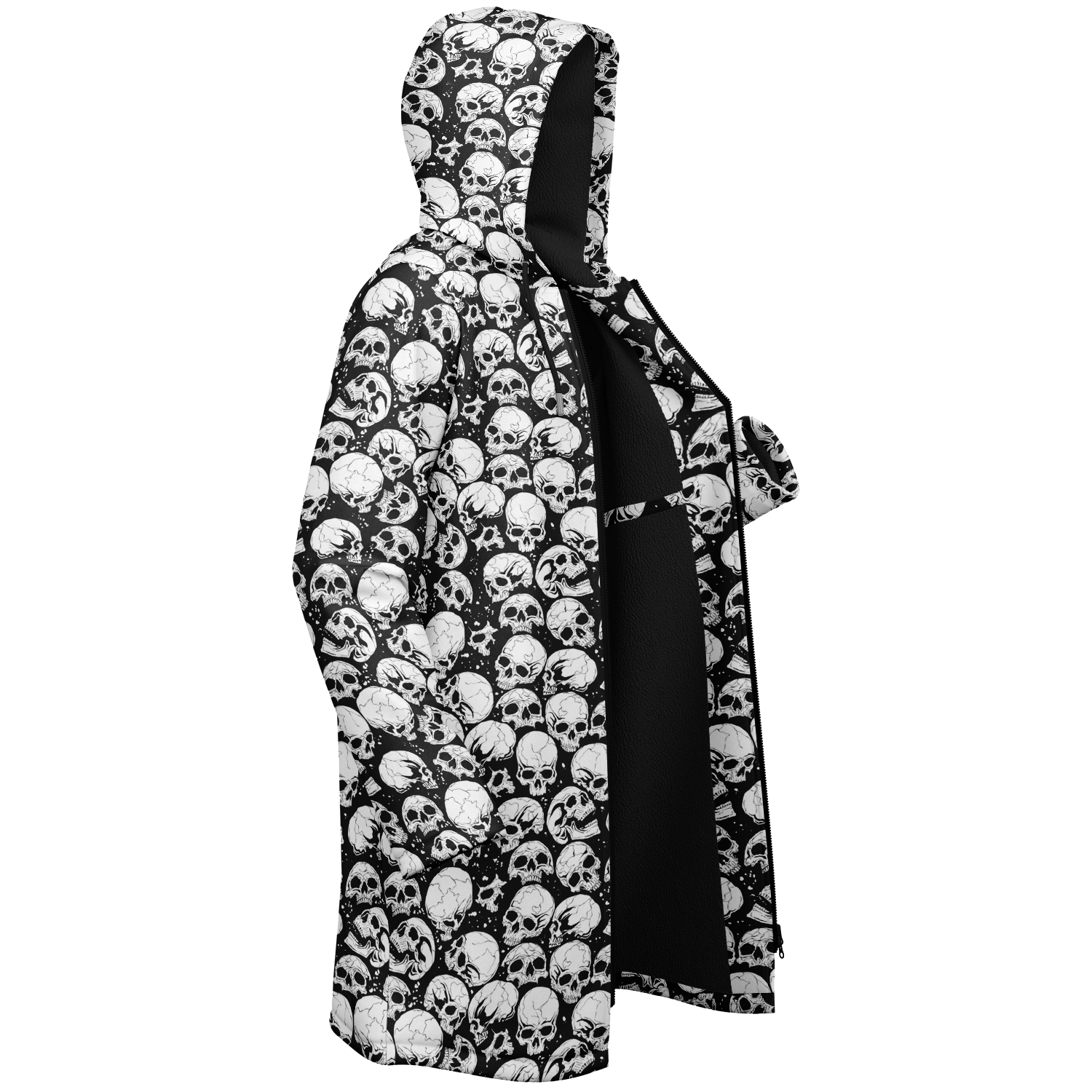 Skulls Zipper Cloak | Black & White