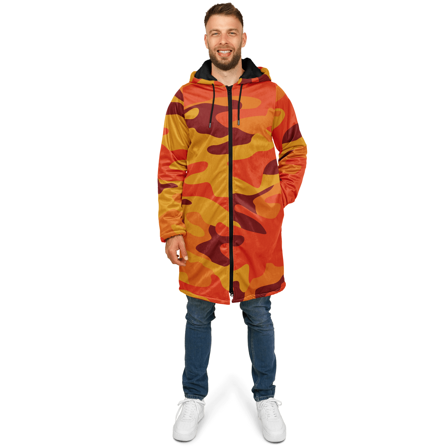 Orange & red Camo Cloak With a Zipper