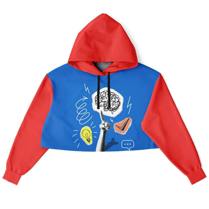 Red & Blue Pop Art Cropped Hoodie