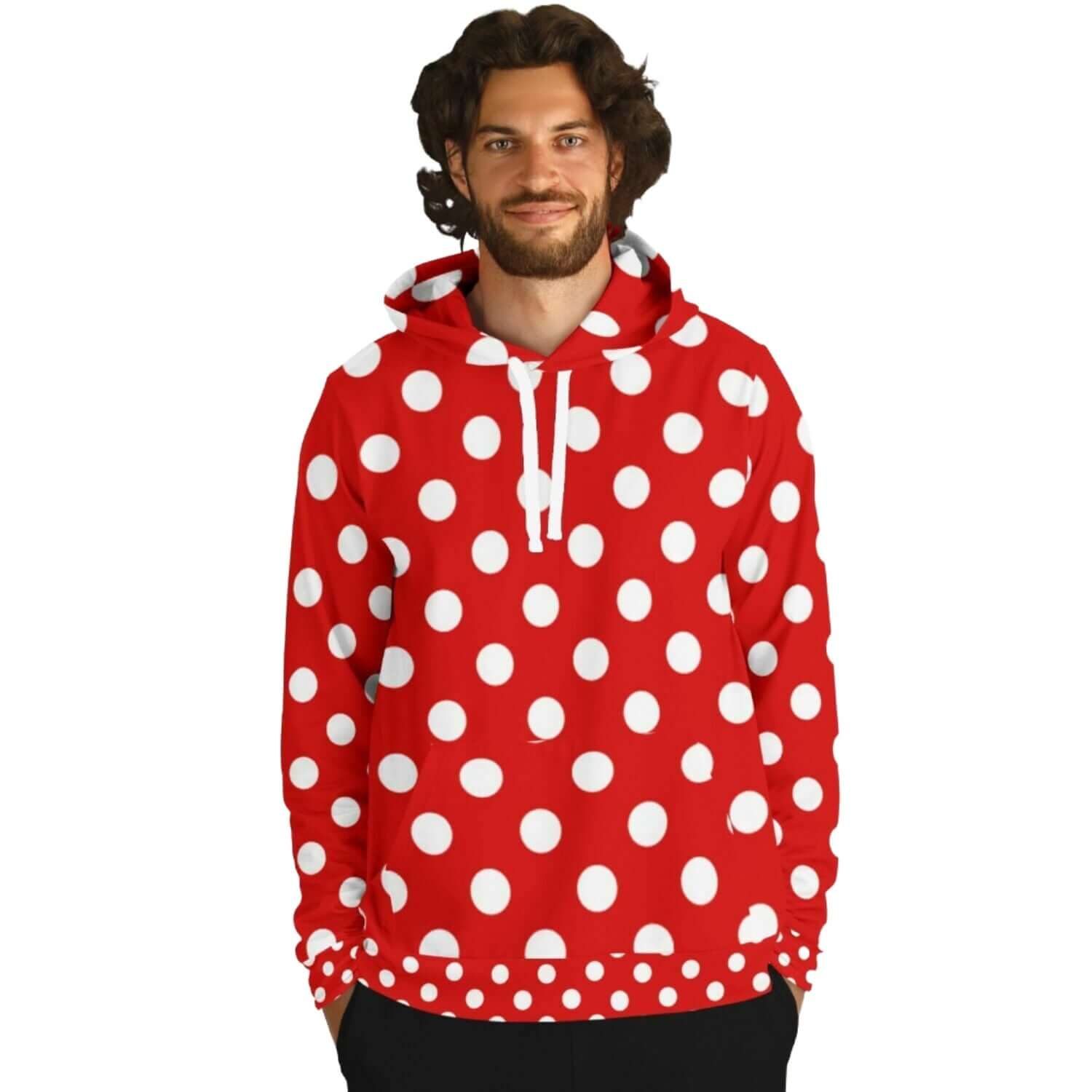 White Dots On A Deep Red Hoodie | Unisex