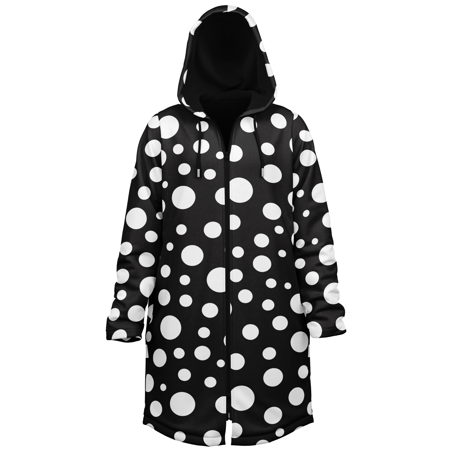 Black & White Polka Dots Cloak With a Zipper