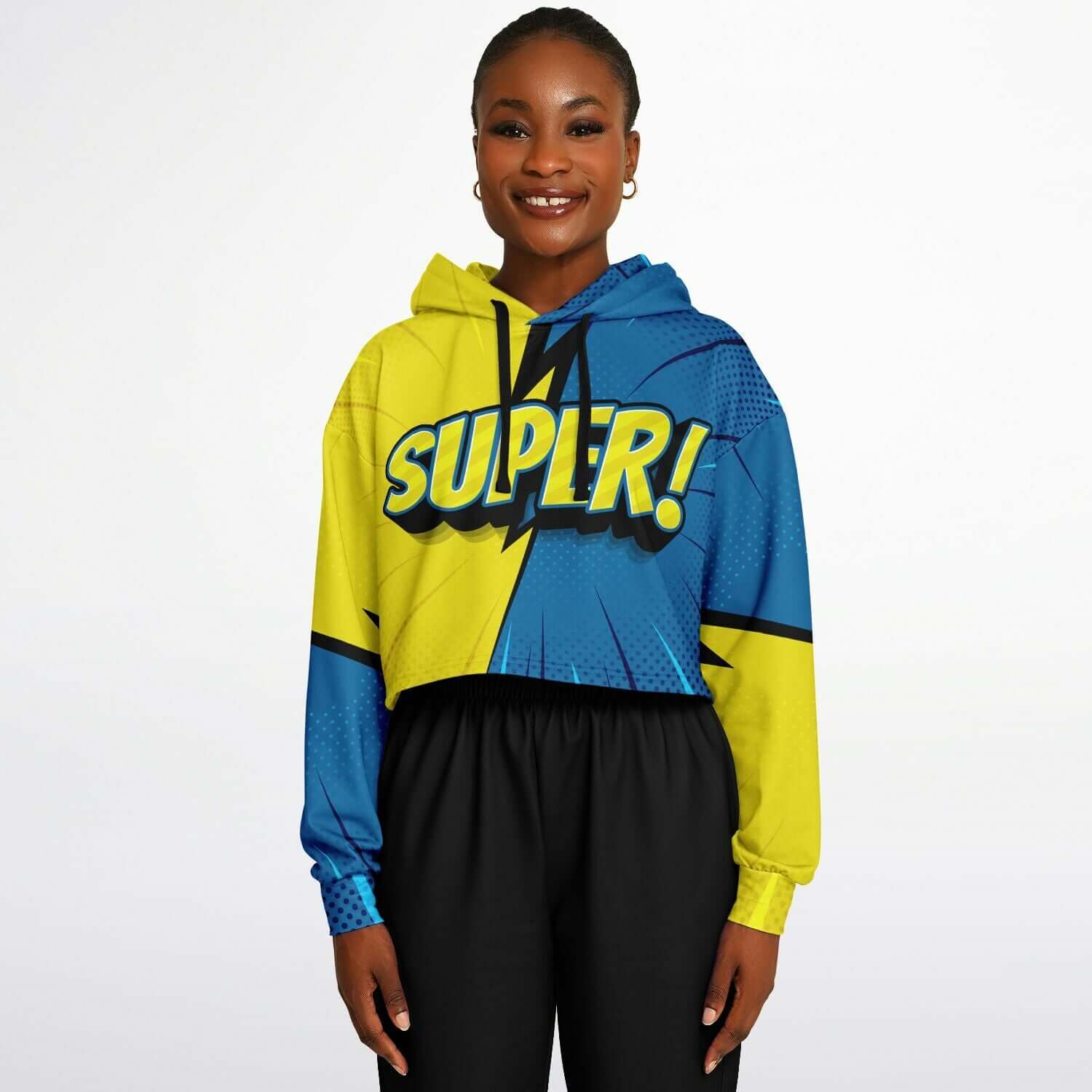 SUPER! Pop Art Cropped Hoodie