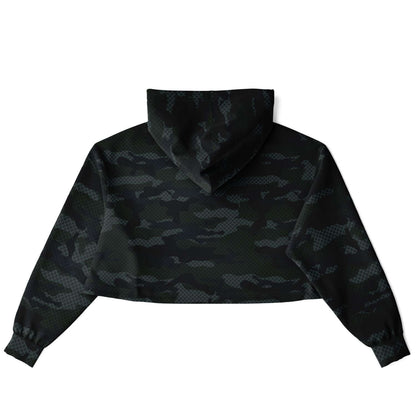 Dark Green Camo Cropped Hoodie