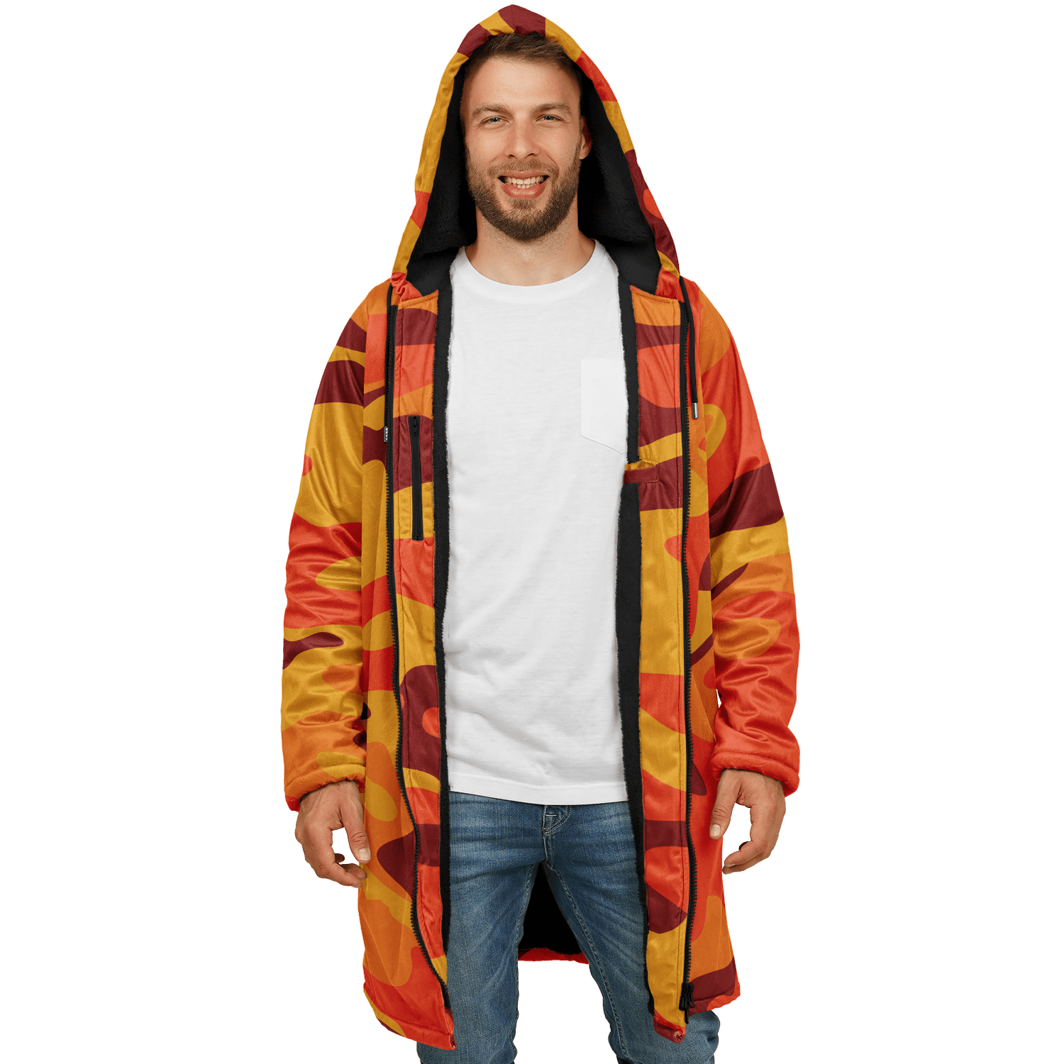 Orange & red Camo Cloak With a Zipper