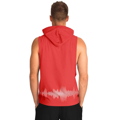 Red Sleeveless Hoodie For Men | Waveform