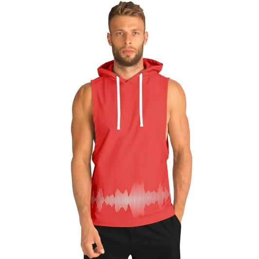 Red Sleeveless Hoodie For Men | Waveform