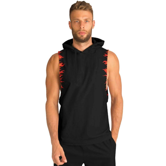 Red Sleeveless Hoodie For Men | flames