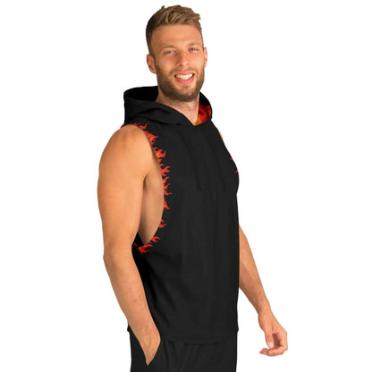 Red Sleeveless Hoodie For Men | flames