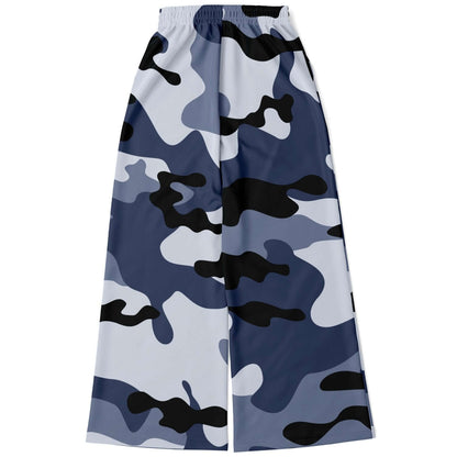 Camo Wide Leg Pants For Women | Blue & Black