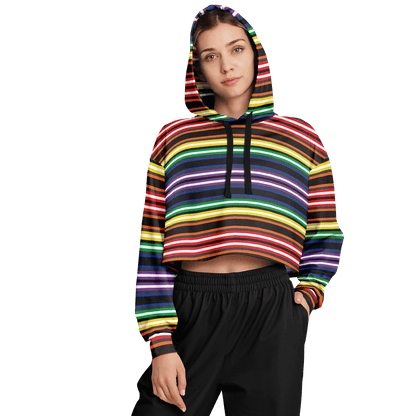 Cropped Hoodie | Rainbow Horizontal Stripes