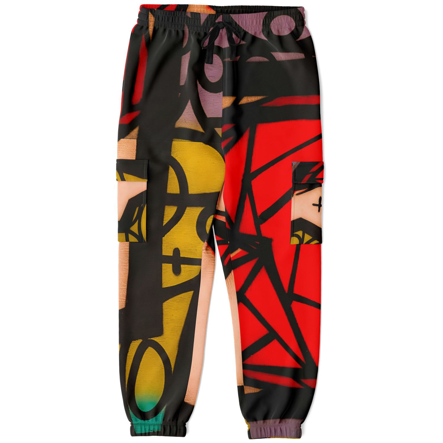 Abstract Red Cargo Sweatpants | HD Print