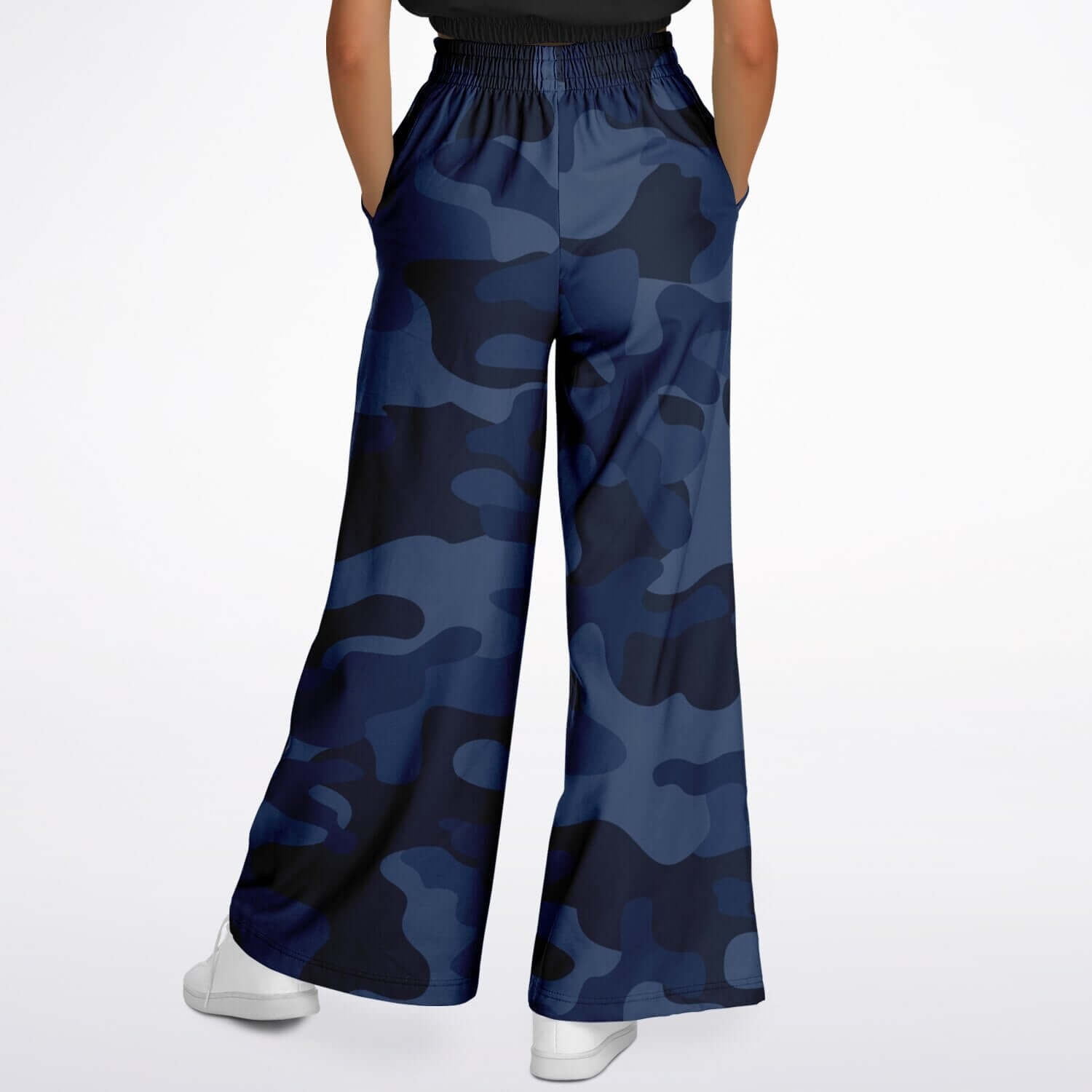 Camo Wide Leg Pants For Women | Deep Blue