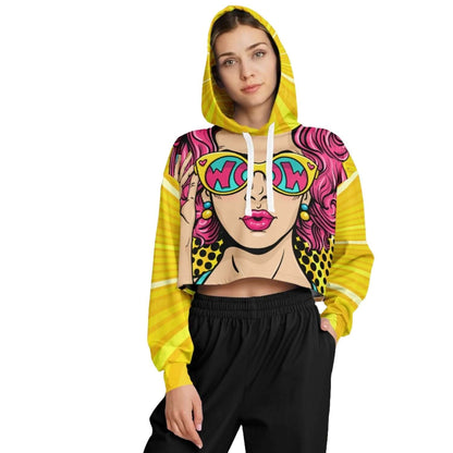 WOW Lady Yellow Cropped Hoodie