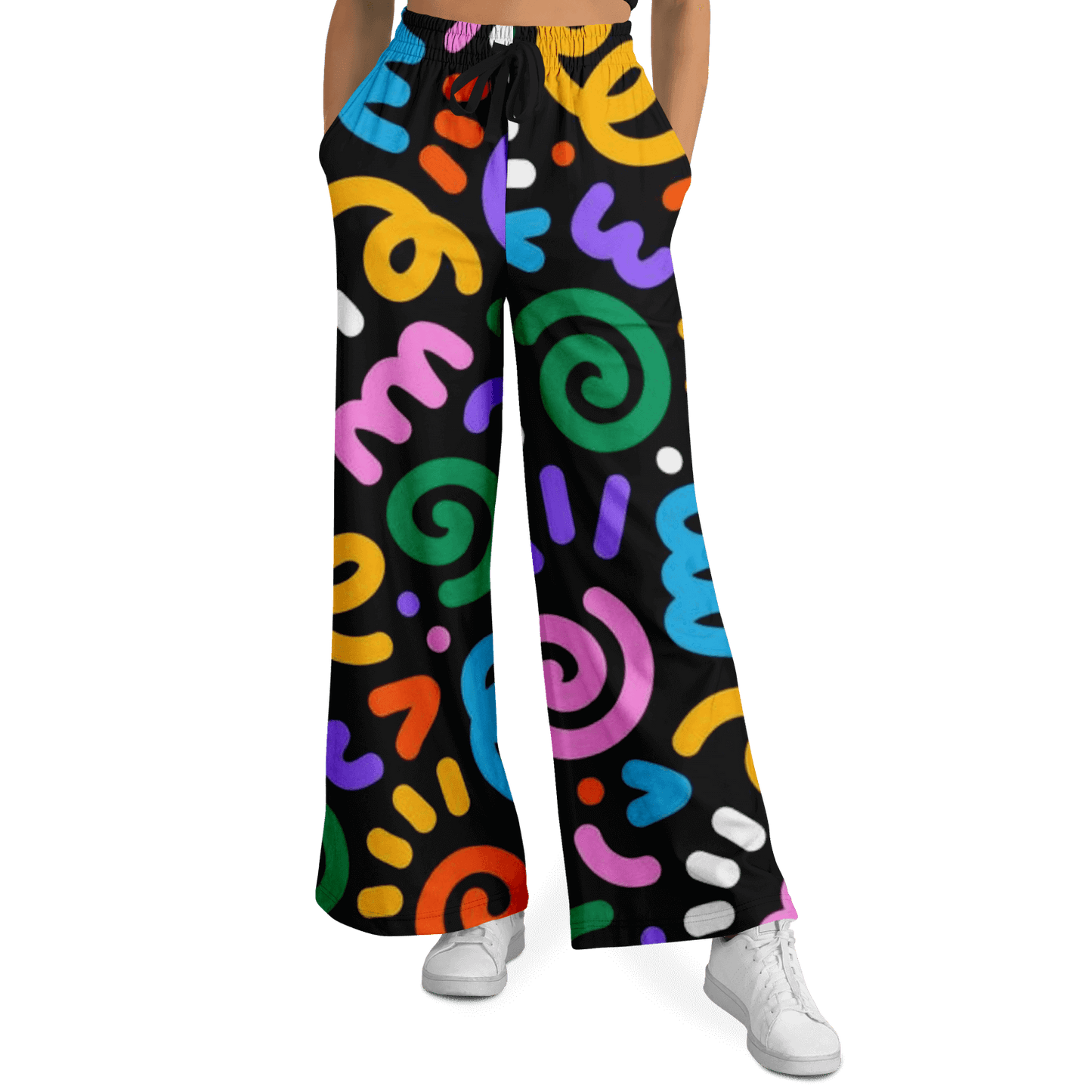 Women's Wide Leg Pants | Funky Color Circles