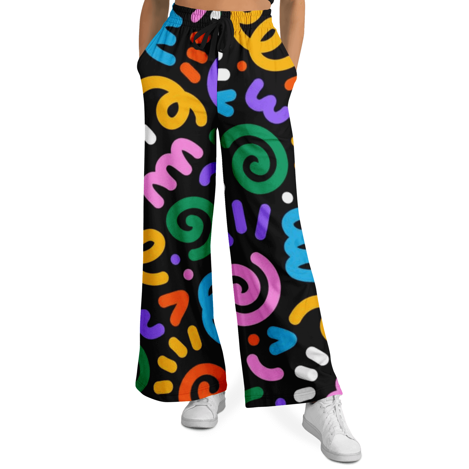 Women's Wide Leg Pants | Funky Color Circles